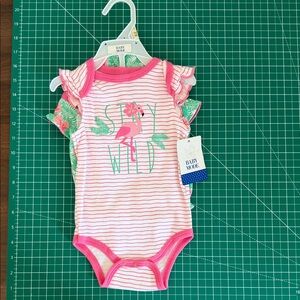 Pink Striped Flamingo Bodysuit Set